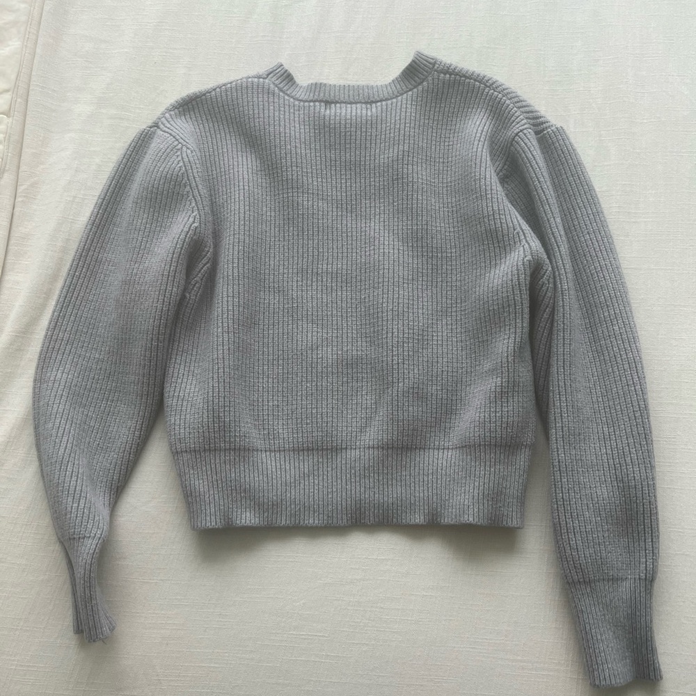 Lulu's Light Gray Ribbed Crew Neck Sweater - Picture 2 of 3